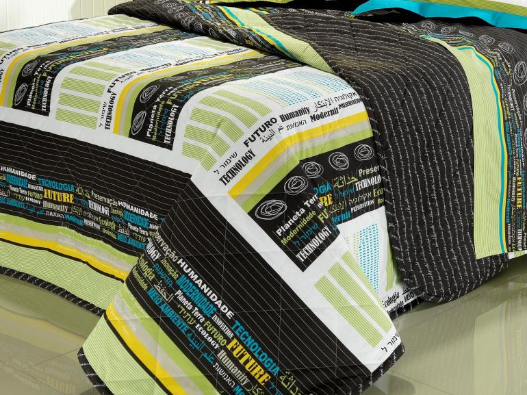 Kit: 1 Cobre-leito Solteiro + 1 Porta-travesseiro 150 fios 100% Algodo - Inove Verde - Dui Design