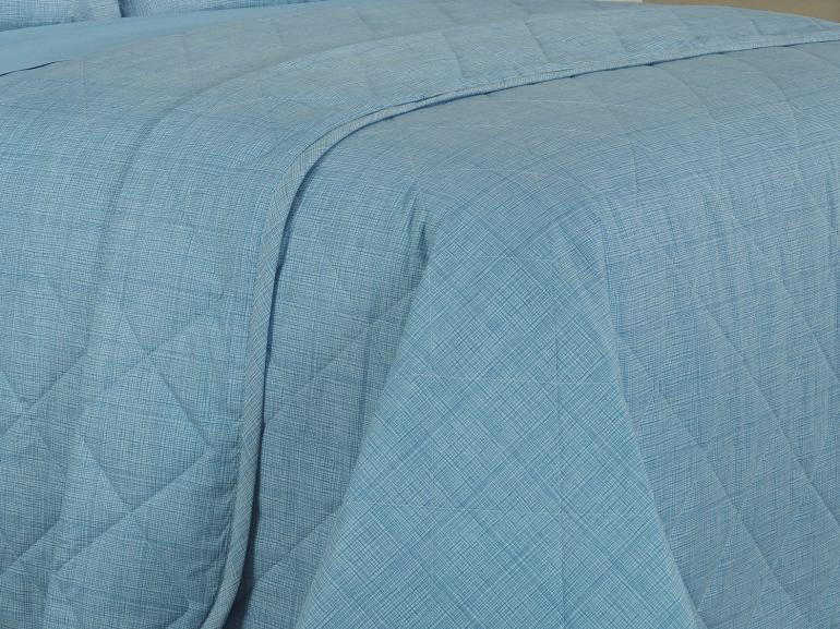 Kit: 1 Cobre-leito Casal + 2 Porta-travesseiros Percal 200 fios - Ipsum Azul - Dui Design