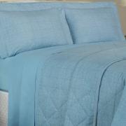 Kit: 1 Cobre-leito Casal + 2 Porta-travesseiros Percal 200 fios - Ipsum Azul - Dui Design