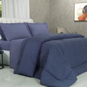 Edredom Queen Percal 200 fios - Ipsum Xadrez Indigo - Dui Design