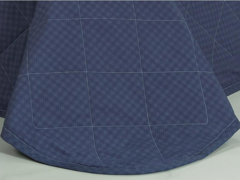 Kit: 1 Cobre-leito Solteiro + 1 Porta-travesseiro Percal 200 fios - Ipsum Xadrez Indigo - Dui Design
