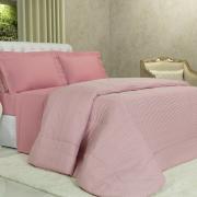 Edredom King Percal 200 fios - Ipsum Listras Rosa Velho - Dui Design
