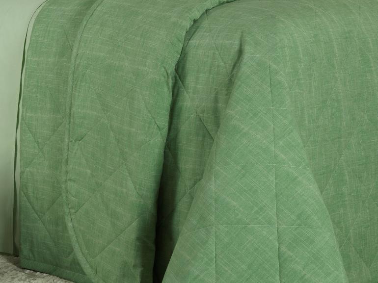 Kit: 1 Cobre-leito King + 2 Porta-travesseiros Percal 200 fios - Ipsum Linho Verde Celadon - Dui Design