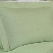 Kit: 1 Cobre-leito Solteiro + 1 Porta-travesseiro Percal 200 fios - Ipsum Verde Celadon - Dui Design