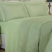 Kit: 1 Cobre-leito Casal + 2 Porta-travesseiros Percal 200 fios - Ipsum Verde Celadon - Dui Design