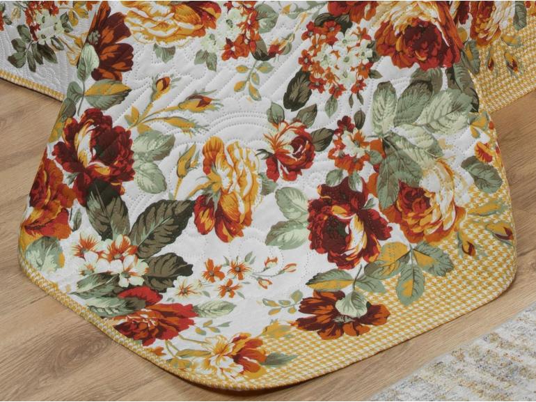 Kit: 1 Cobre-leito King Bouti de Microfibra Ultrasonic Estampada + 2 Porta-travesseiros - Isadora Gold - Dui Design