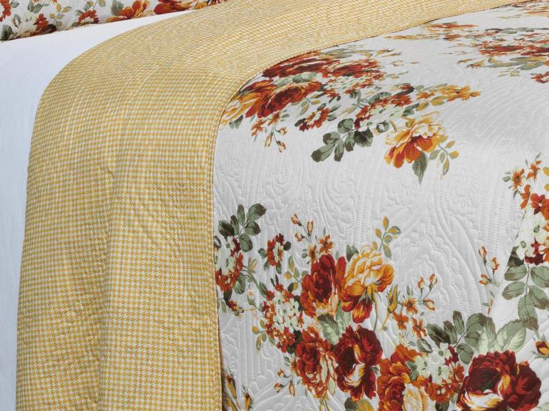 Kit: 1 Cobre-leito King Bouti de Microfibra Ultrasonic Estampada + 2 Porta-travesseiros - Isadora Gold - Dui Design