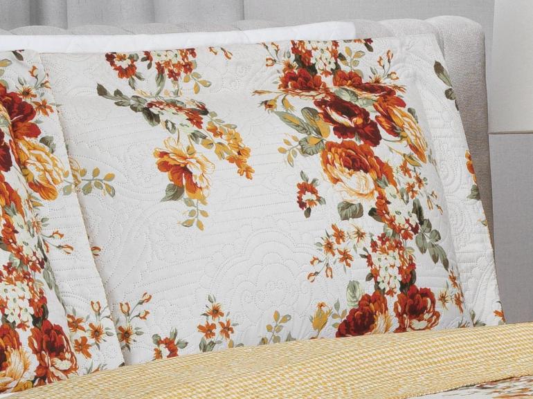 Kit: 1 Cobre-leito King Bouti de Microfibra Ultrasonic Estampada + 2 Porta-travesseiros - Isadora Gold - Dui Design