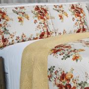 Kit: 1 Cobre-leito King Bouti de Microfibra Ultrasonic Estampada + 2 Porta-travesseiros - Isadora Gold - Dui Design