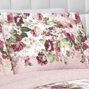 Kit: 1 Cobre-leito King Bouti de Microfibra Ultrasonic Estampada + 2 Porta-travesseiros - Isadora Rosa Velho - Dui Design