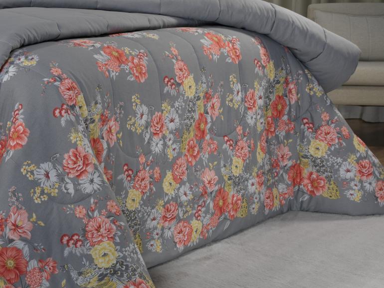 Jogo de Cama King Percal 180 fios - Jackie Cinza - Dui Design