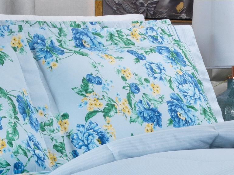 Jogo de Cama Casal 150 fios - Joana Azul - Dui Design