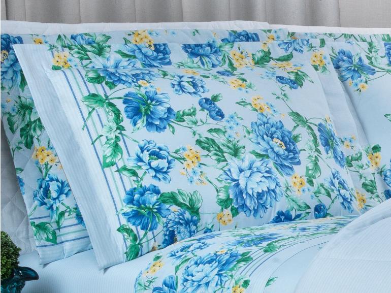 Jogo de Cama Casal 150 fios - Joana Azul - Dui Design