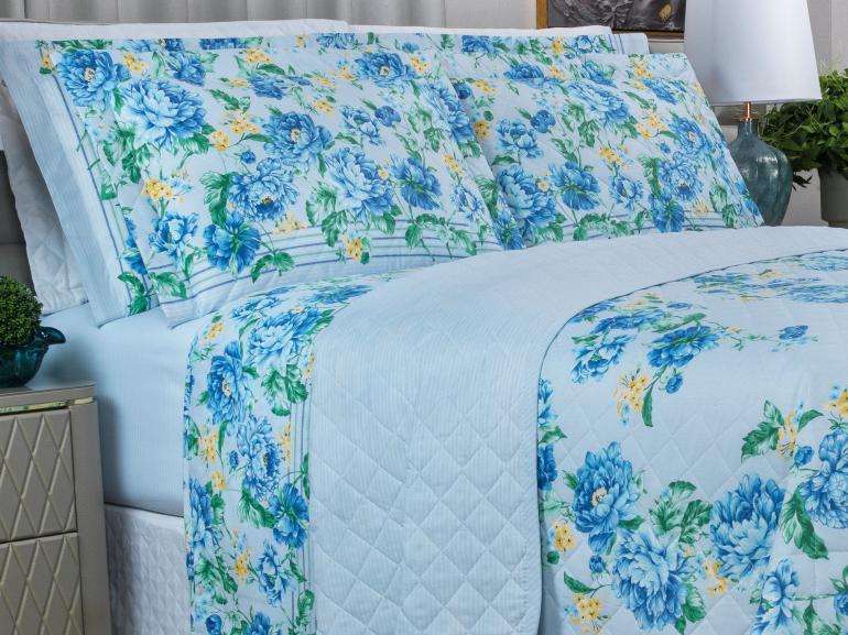 Enxoval King com Cobre-leito 7 peas 150 fios - Joana Azul - Dui Design