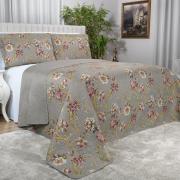 Kit: 1 Cobre-leito Queen Bouti de Microfibra Ultrasonic Estampada + 2 Porta-travesseiros - Jolie Bege - Dui Design