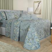 Kit: 1 Cobre-leito Casal + 2 Porta-travesseiros 150 fios - Josefine Azul - Dui Design