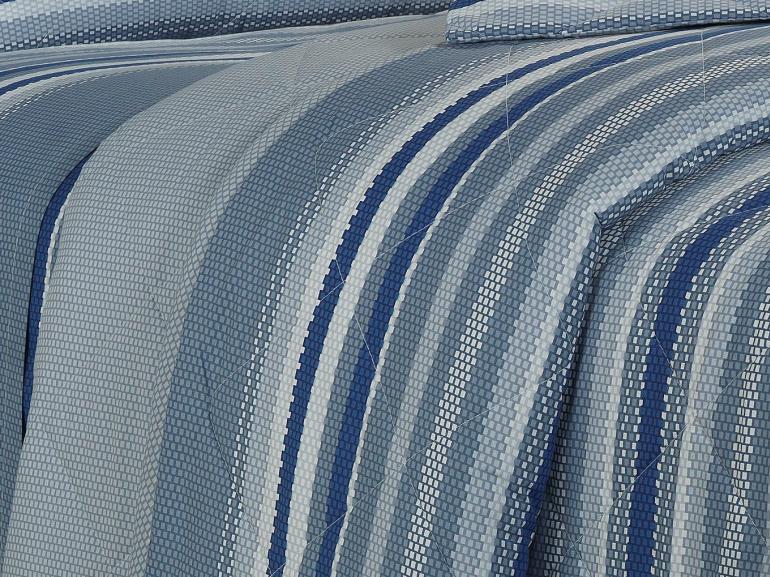 Kit: 1 Cobre-leito Solteiro + 1 Porta-travesseiro Percal 200 fios - Kaori Azul - Dui Design