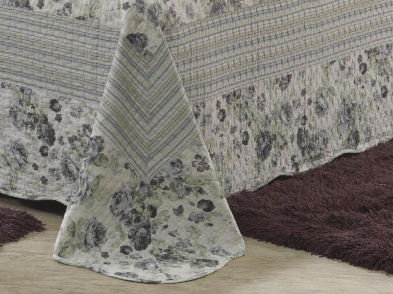 Kit: 1 Cobre-leito King Bouti de Algodo PatchWork + 2 Porta-travesseiros - Kssia - Dui Design