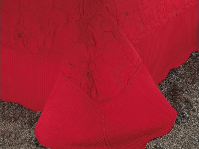 Kit: 1 Cobre-leito Casal Bouti Bordada de Microfibra + 2 Porta-travesseiros - Kavi Vermelho - Dui Design