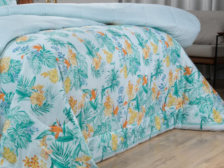 Jogo de Cama Casal 150 fios - Kezia Acqua - Dui Design