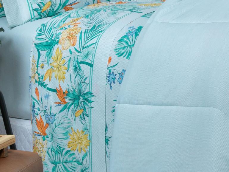Jogo de Cama Casal 150 fios - Kezia Acqua - Dui Design