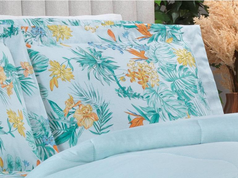 Jogo de Cama Casal 150 fios - Kezia Acqua - Dui Design