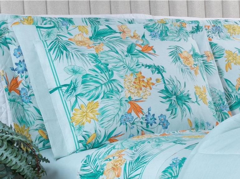 Jogo de Cama Casal 150 fios - Kezia Acqua - Dui Design