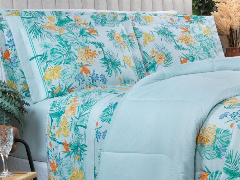 Jogo de Cama Casal 150 fios - Kezia Acqua - Dui Design