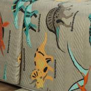 Kit: 1 Cobre-leito Solteiro Kids Bouti de Microfibra PatchWork Ultrasonic + 1 Porta-travesseiro - Dinossaur Caqui - Dui Design