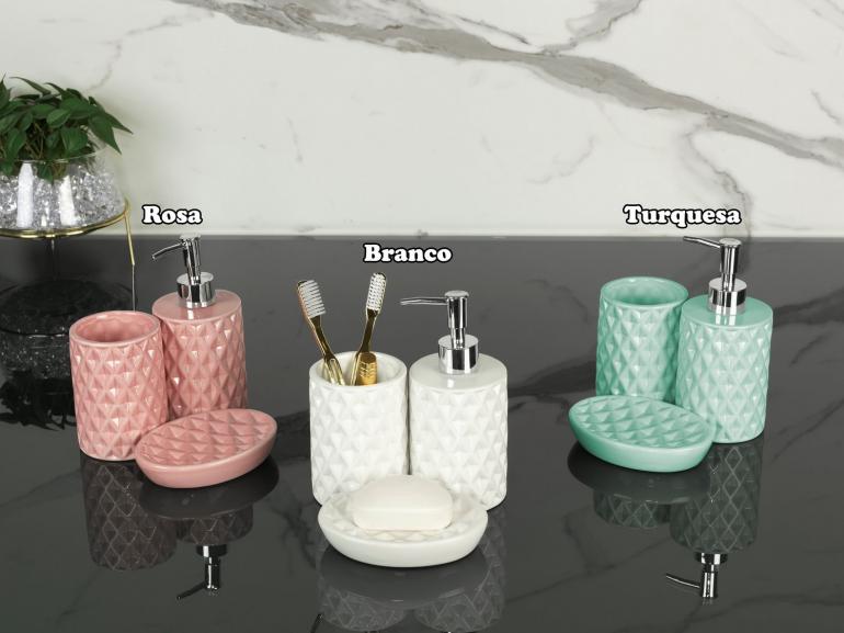 Kit para Bancada de Banheiro em Cermica 3 Peas - Diamond - Dui Design