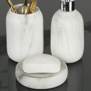 Kit para Bancada de Banheiro em Cermica 3 Peas - Marble Branco e Cinza - Dui Design