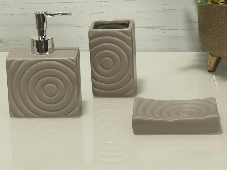 Kit para Bancada de Banheiro em Cermica 3 Peas - Espiral - Dui Design