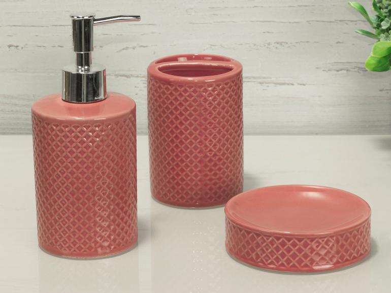 Kit para Bancada de Banheiro em Cerâmica 3 Peças - Waffle - Dui Design