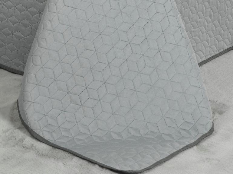 Kit: 1 Cobre-leito Casal Bouti de Microfibra Ultrasonic + 2 Porta-travesseiros - Kobe Cinza - Dui Design