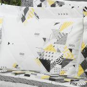 Kit: 1 Cobre-leito Casal + 2 Porta-travesseiros 150 fios - Kratos Branco e Grafite - Dui Design