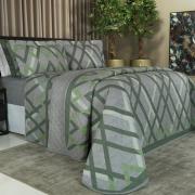 Kit: 1 Cobre-leito Casal + 2 Porta-travesseiros 150 fios - Kyan Cinza - Dui Design