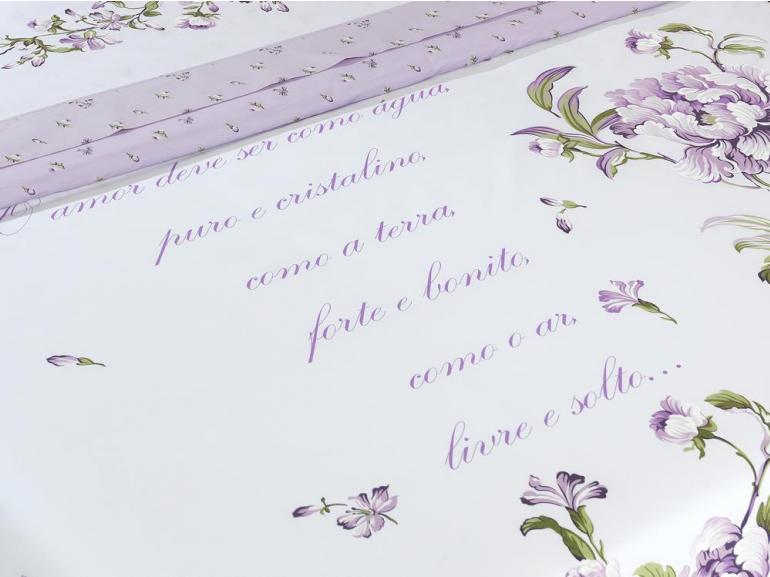 Kit: 1 Capa de Edredom Casal + 2 Fronhas Percal 200 fios 100% Algodo - Lavnia Lils - Dui Design
