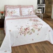 Enxoval Casal com Cobre-leito 7 peas Percal 200 fios 100% Algodo - Lavnia Rosa - Dui Design