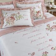 Enxoval Casal com Cobre-leito 7 peas Percal 200 fios 100% Algodo - Lavnia Rosa - Dui Design