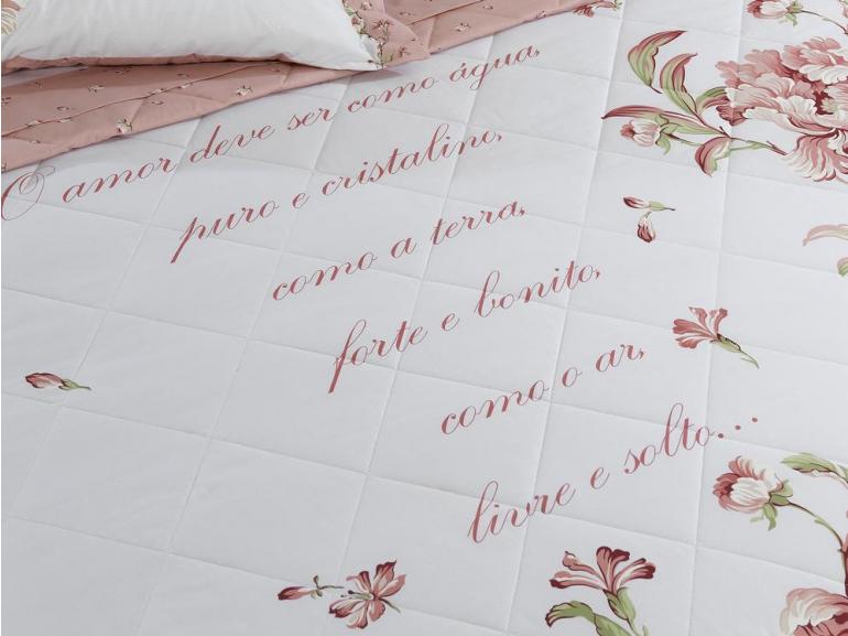 Enxoval Casal com Cobre-leito 7 peas Percal 200 fios 100% Algodo - Lavnia Rosa - Dui Design