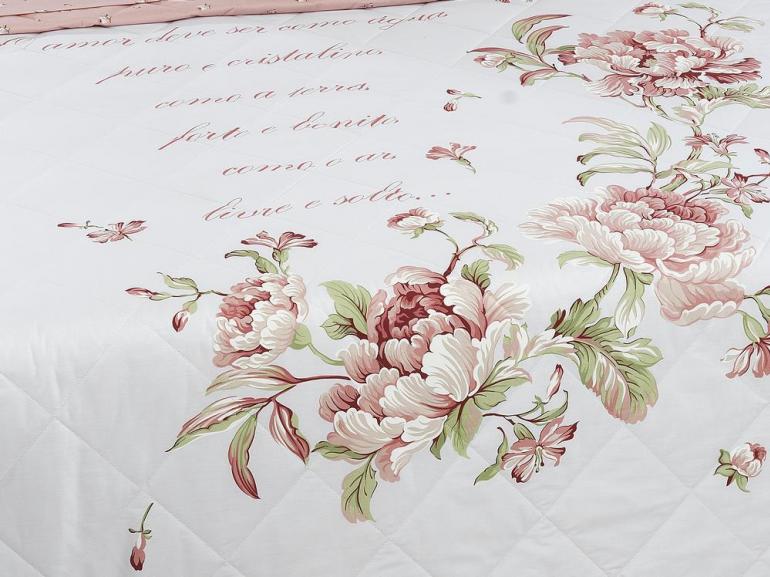 Enxoval Casal com Cobre-leito 7 peas Percal 200 fios 100% Algodo - Lavnia Rosa - Dui Design