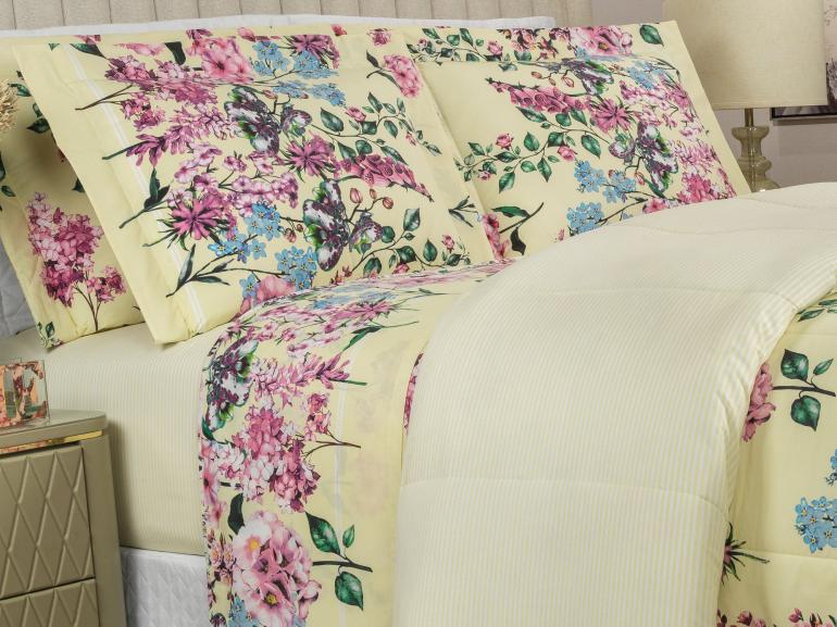 Edredom Queen Percal 200 fios - Leny Marfim - Dui Design
