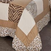 Kit: 1 Cobre-leito Solteiro PatchWork + 1 Porta-travesseiro - Leopardo - Corttex