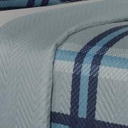 Kit: 1 Cobre-leito Casal Bouti de Microfibra Ultrasonic Estampada + 2 Porta-travesseiros - Leopoldo Azul - Dui Design