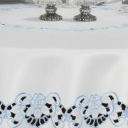 Toalha de Mesa com Bordado Richelieu Redonda 180cm - Leticia Azul - Dui Design