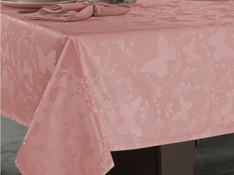 Toalha de Mesa Fcil de Limpar Retangular 6 Lugares 160x220cm - Liberty Rosa Velho - Dui Design