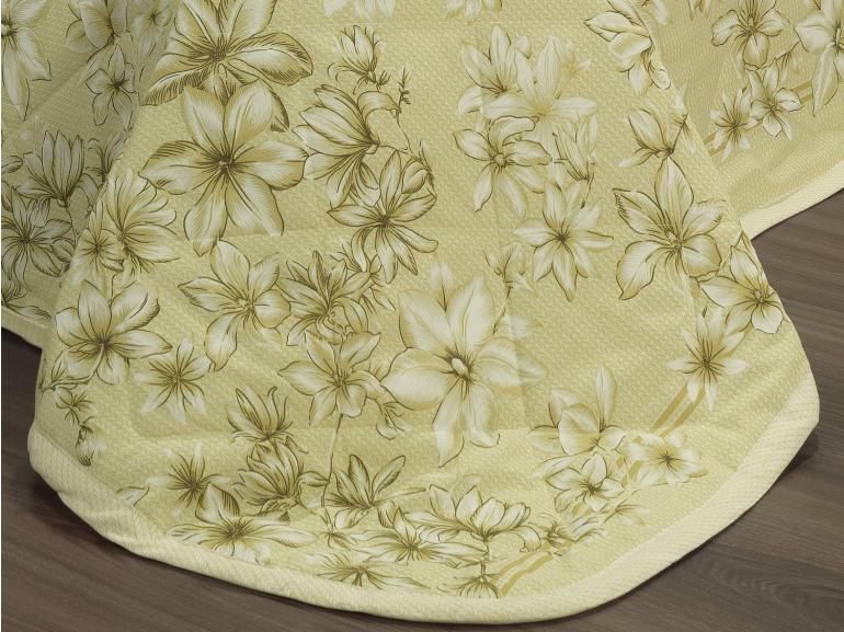 Kit: 1 Cobre-leito Casal + 2 Porta-travesseiros 150 fios - Lidia Amarelo - Dui Design