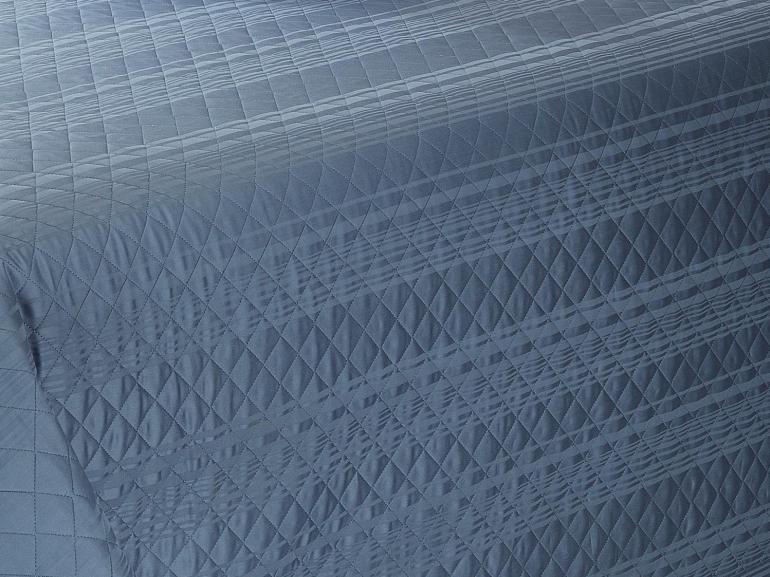 Kit: 1 Cobre-leito King + 2 porta-travesseiros Cetim 300 fios 100% Algodo - Lima Azul Indigo - Dui Design