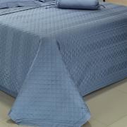Kit: 1 Cobre-leito Solteiro + 1 porta-travesseiro Cetim 300 fios 100% Algodo - Lima Azul Indigo - Dui Design