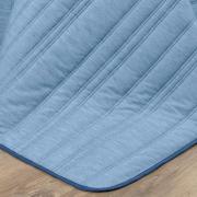 Kit: 1 Cobre-leito efeito Linho Casal Bouti de Microfibra Ultrasonic  + 2 Porta-travesseiros - Linum Azul - Dui Design